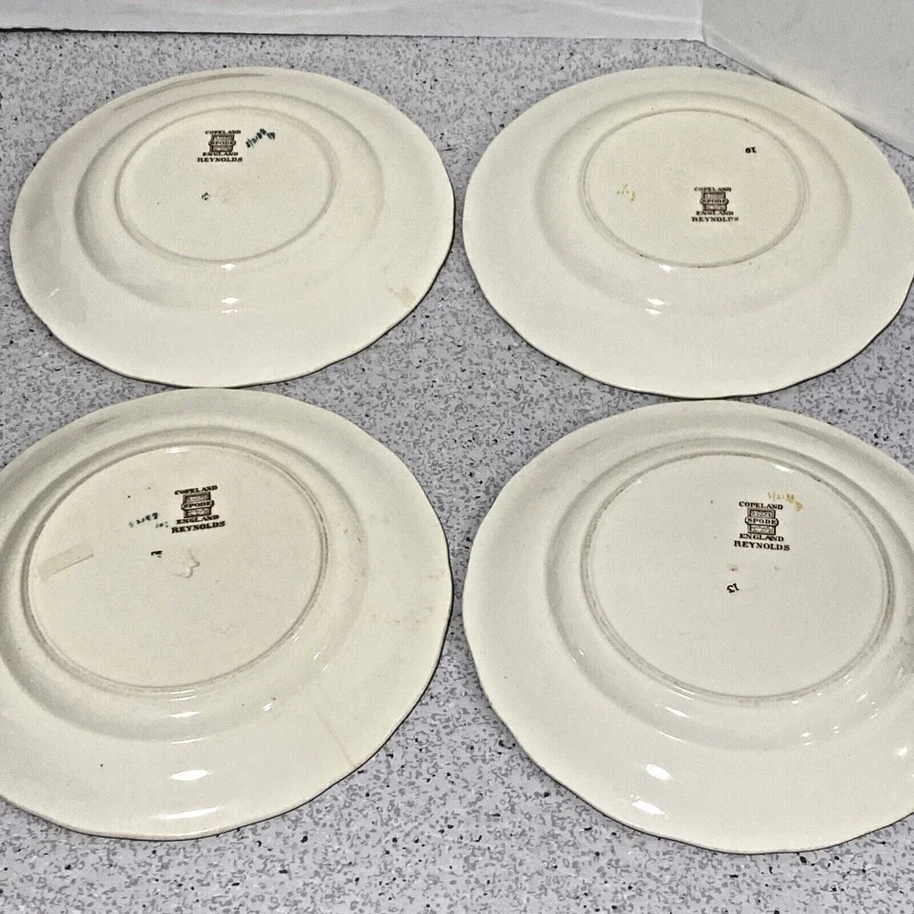 Reynolds Spode Copeland Fine Bone China Floral Bread & Butter Plates (4) FLAW
